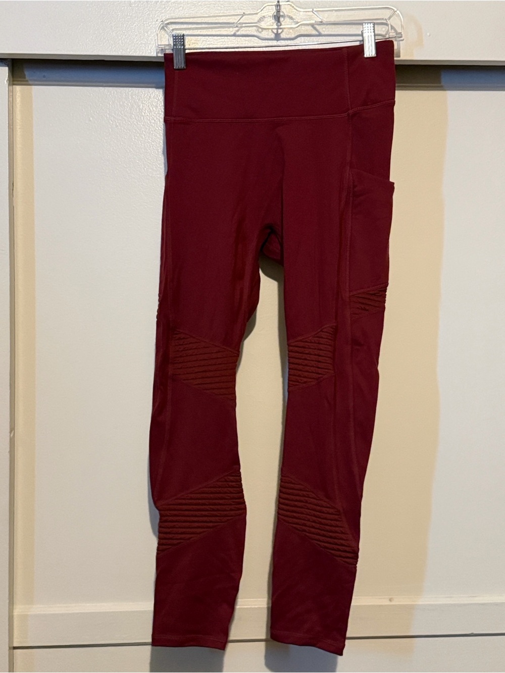 Fabletics Burgundy High-Waist Active Leggings with Side Seam